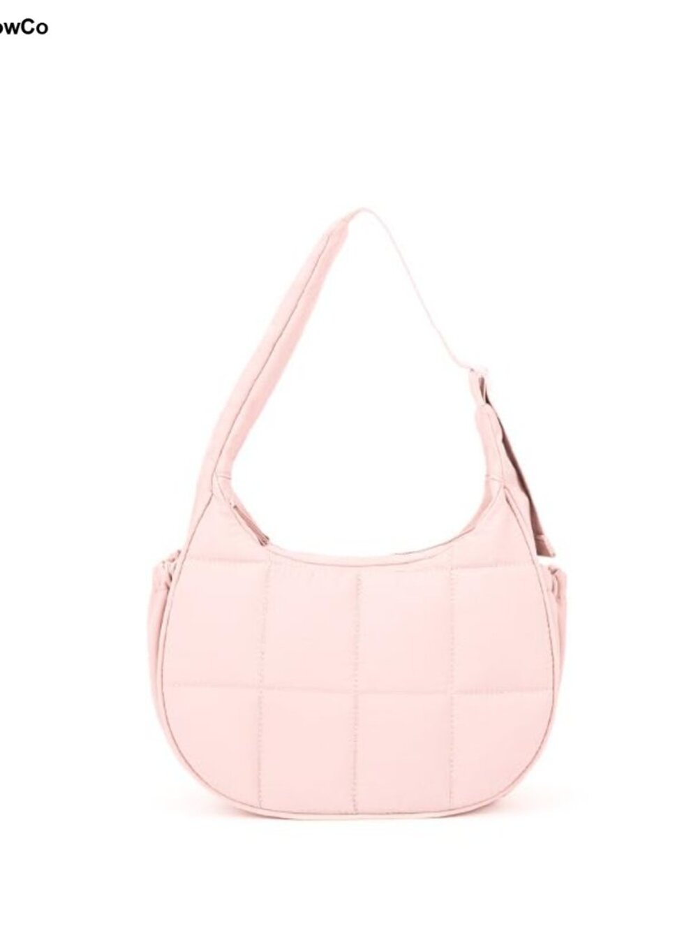 Puffer Crescent Shoulder Bag Women Quilted Nylon Hobo Adjustable Strap